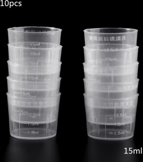 10Pcs 15Ml Clear Plastic Maatbeker Afgestudeerd Maatregel Beker Meten Geneeskunde Cups Voor Lab