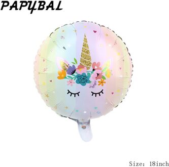 10Pcs 18Inch Ronde Eenhoorn Folie Helium Ballonnen Opblaasbare Lucht Globos Gelukkige Verjaardag Eenhoorn Partij Decoratie Kinderen Speelgoed Benodigdheden
