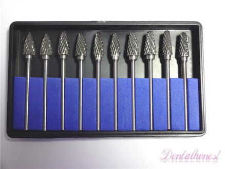 10pcs/1set Tungsten Steel Dental Carbide Burs Dental Med Lab Bur Drill 2.35