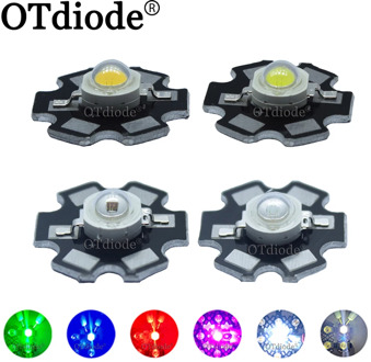 10pcs 1W 3W High Power LED Beads Full Spectrum White Warm white Green Blue Deep Red 660nm Royal blue With 20mm Black Star PCB