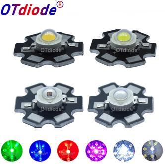 10pcs 1W 3W High Power LED Full Spectrum White Warm white Green Blue Deep Red 660nm Royal blue IR UV With 20mm Black Star PCB