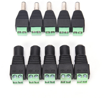 10pcs 2.1 X 5.5mm DC Power Plug Male Female Plug Jack Adapter Connector Plug For CCTV (5 Male+5 Female)
