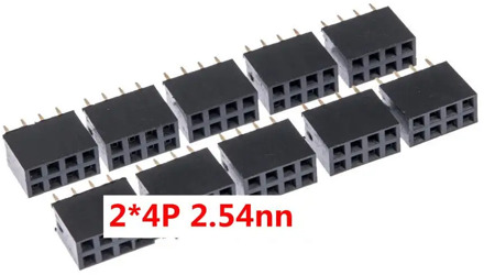 10PCS 2.54mm 2x4 Pins 8PIN 2*4P Double Row Female Straight Header Pitch Socket Pin Strip New 2*4