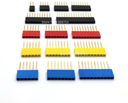 10PCS 2.54mm Stackable Long Legs Female Header 2/3/4/5/6/8/10/15P Single Row Connector Multicolor Socket for Arduino PCB