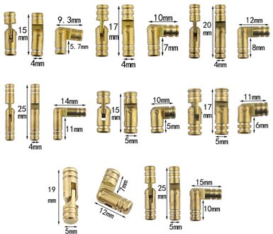 10Pcs 20*4Mm Koperen Vat Scharnieren Cilindrische Verborgen Kabinet Verborgen Onzichtbare Messing Scharnieren Voor Meubels Hardware 5x15mm