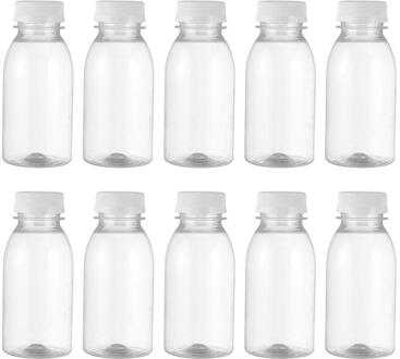 10Pcs 200/300/350Ml Transparante Plastic Melk Opslag Flessen Drank Drinken Flessen Draagbare Water Fles 300ML