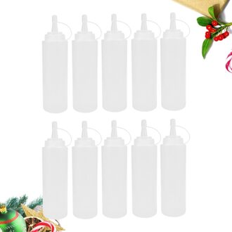 10Pcs 200Ml 8Oz Squeeze Kruiderij Flessen Squirt Saus Dispensers Met Op Cap Deksels Voor Ketchup Mosterd sauzen