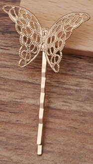 10Pcs 27X40Mm Koper Bloem Spacer Haar Sieraden Lijn Type Haarspeldjes Haarspelden Hairclips Side Clip Retro Haar dragen Accessoires KC goud