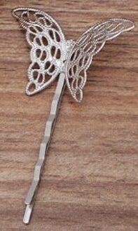 10Pcs 27X40Mm Koper Bloem Spacer Haar Sieraden Lijn Type Haarspeldjes Haarspelden Hairclips Side Clip Retro Haar dragen Accessoires rhodium