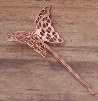 10Pcs 27X40Mm Koper Bloem Spacer Haar Sieraden Lijn Type Haarspeldjes Haarspelden Hairclips Side Clip Retro Haar dragen Accessoires roos goud