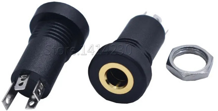 10PCS 3.5mm Audio Socket 4 Pole Black Panel Mount Gold Plated With Nuts Headphone Socket