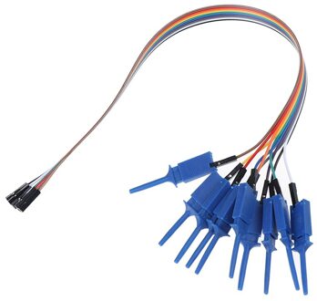 10Pcs 300Mm Hoge Efficiëntie Test Hook Clip Logic Analyzer Kabelaangrijpelement Probe Test Clamp Kit Geel/Rood/Zwart/Groen blauw