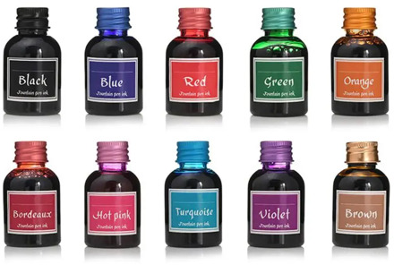 10Pcs 30ml Colorful Fountain Pen Ink Refilling Inks Business Pens Inks Financial Office Student Stationery School Supplies