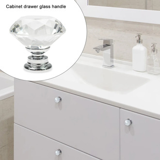 10pcs 30mm Diamond Shape Crystal Knob Drawer Handles Decorative Glass Knobs Furniture Door Pull Handle Hardware with Screws