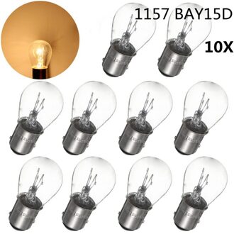 10Pcs 380 BAY15D 1157 21/5W Natuurlijke Witte Glas Dubbele Gloeidraad Warm Wit Auto Drl Stop Brake verlichting Halogeen Lamp Dc 12V