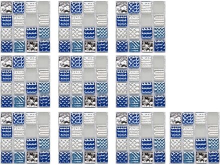 10Pcs 3D Kristal Tegel Stickers Diy Waterdichte Zelfklevende Muurstickers Keuken Decor Muurstickers Waterdichte Pvc Tegels