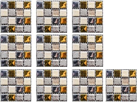 10Pcs 3D Kristal Tegel Stickers Diy Waterdichte Zelfklevende Muurstickers Keuken Decor Muurstickers Waterdichte Pvc Tegels