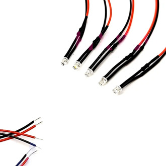 10Pcs 3V 5V 6V 9V 12V 24V 36V 48V 110V 220V Flat Head Clear 3mm Pre-wired LED With 20cm Wire, White Red Blue Green Yellow