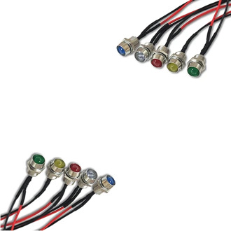 10Pcs 3V 5V 6V 9V 12V 24V Diffused 3mm LED With Metal Holder Header and 20cm Red&Black Wire White Red Blue Green Yellow