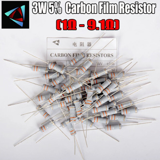 10Pcs 3W Carbon Film Resistor 5% 1R ~ 1M 1R 1 1.2 1.5 1.8 2 2.2 2.4 2.7 3 3.3 3.6 3.9 4.3 4.7 5.1 5.6 6.2 6.8 7.5 8.2 9.1 ohm