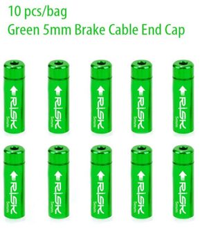 10Pcs 4Mm 5Mm Fiets Aluminium Derailleur Shift Brake Cable End Cap Behuizing Adereindhulzen Crimps Stof cover Draad Tip Green2