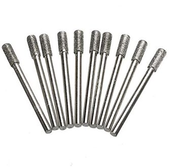 10Pcs 4Mm Diamant Cilindrische Burr Kettingzaag Slijper Steen Bestand Kettingzaag Slijpen Carving Slijpen Gereedschap