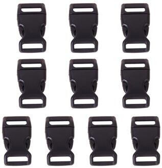 10Pcs 5/8 "Side Release Plastic Gespen Voor 0.6" Singels Bandjes Zwart