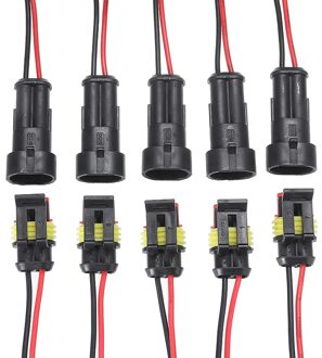 10Pcs 5 Pairs Waterdichte Mannelijke Vrouwelijke Elektrische Connectoren Plug 2-Pin Way Met Draad Voor Auto Motorfiets scooter Marine