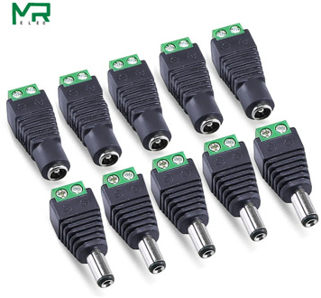 10pcs /5 sets green Male + Female 12V 2.1x5.5MM DC Power Jack Plug Audio AUX free welding socket Connector