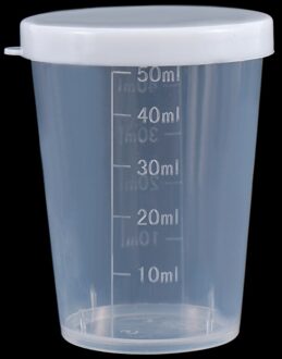 10Pcs 50 Ml Plastic Transparante Maatregel Cups Met Witte Deksels Cap Container Vloeibare Maatregel Beker