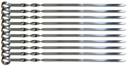 10Pcs 50Cm Rvs Lange Barbecue Kebab Voedsel Vlees Spiesjes Outdoor Camping Grill Bbq Gereedschap