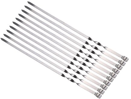 10Pcs 50Cm Rvs Lange Barbecue Kebab Voedsel Vlees Spiesjes Outdoor Camping Grill Bbq Gereedschap