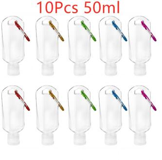 10Pcs 50Ml Clear Sleutelhanger Lege Flessen Reizen Plastic Sleutelhanger Transparante Mini Fles Draagbare Lekvrij Containers Flip Cap
