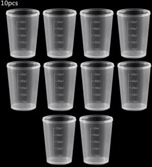 10Pcs 50Ml Plastic Laboratorium Fles Lab Test Meten Container Cups Met Cap Plastic Liquid Maatbekers