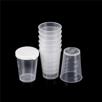 10Pcs 50Ml Plastic Liquid Maatbekers Transparante Geneeskunde Maatregel Cups Opslag Monsters Ambachtelijke Lijm Verf Pot Met Cap