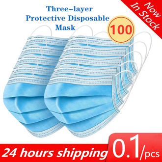 10pcs/50Pcs/100pcs Mask Disposable Safe Non wove 3 Layer Ply Filter Mask mouth Face mask Breathable Earloops Masks Fast Shipping