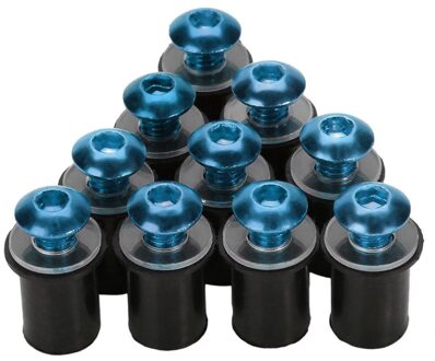 10Pcs 5Mm/0.20 "Motorcycle Voorruit Voorruit Bolt Screw Kit Vaste Decoratieve Schroeven Motor Windschermen Accessoires Blauw