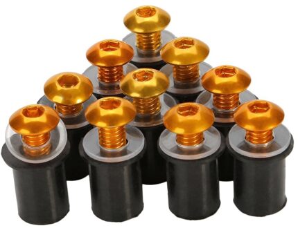 10Pcs 5Mm/0.20 "Motorcycle Voorruit Voorruit Bolt Screw Kit Vaste Decoratieve Schroeven Motor Windschermen Accessoires Goud