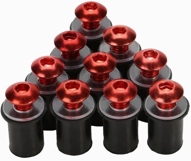 10Pcs 5Mm/0.20 "Motorcycle Voorruit Voorruit Bolt Screw Kit Vaste Decoratieve Schroeven Motor Windschermen Accessoires Rood