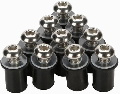 10Pcs 5Mm/0.20 "Motorcycle Voorruit Voorruit Bolt Screw Kit Vaste Decoratieve Schroeven Motor Windschermen Accessoires Zilver