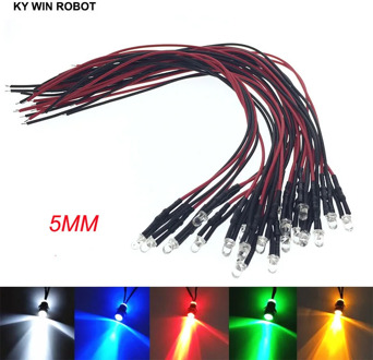 10PCS 5mm LED 12V 20cm Pre-wired White Red Green Blue Yellow UV RGB Diodo Lamp Decoration Light Emitting Diodes Pre-soldered