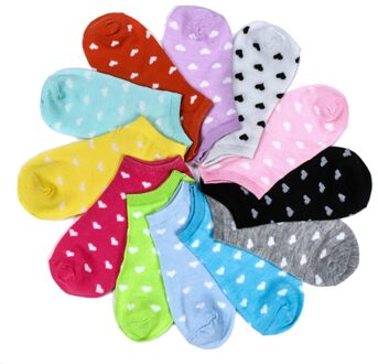 10Pcs/5Pairs Hart Dot Effen Low Cut Sokken Korte Sokken Vrouwen Slippers Lente Zomer Katoen Blend enkel Vrouwelijke Boot Sokken