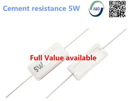 10pcs 5W 5% Cement Resistor Power Resistance 0.1 ~ 10K 0.1R 0.5R 1R 10R 100R 0.22 0.33 0.5 1 2 5 8 10 15 20 25 30 100 1K 10K ohm