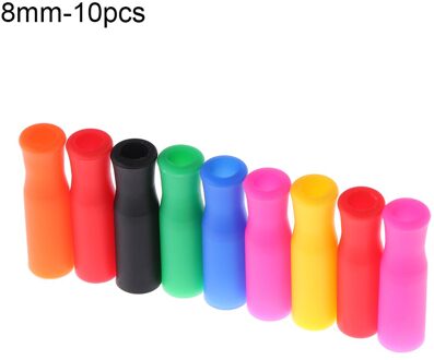 10Pcs 6Mm/8Mm Caps Siliconen Tip Food Grade Bar Stro Tanden Protector Cover Anti Burn Voorkomen verbranden Stro Mouw Feestartikelen 8mm-10stk