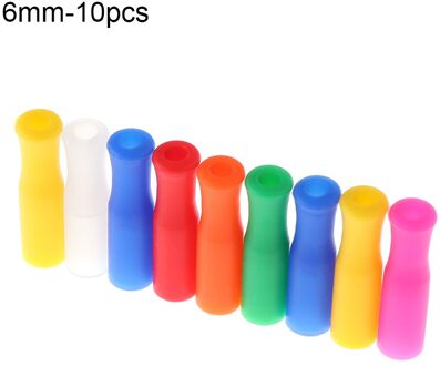 10Pcs 6Mm/8Mm Herbruikbare Food Grade Siliconen Stro Mouw Caps Antiburn Tanden Protector Siliconen Tip Cover huis Keuken Benodigdheden 6mm-10stk