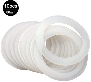 10Pcs 70Mm/86Mm Herbruikbare Siliconen Afdichting Pakkingen Set Vervangingen Voor Lekvrije Mason Pot Deksels Opslag cover wit 86mm