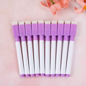 10Pcs 8 Kleur Uitstekende Magnetische Whiteboard Pen Droog Vegen White Board Markers Magneet Pennen Ingebouwde Gum Kantoor School levert paars