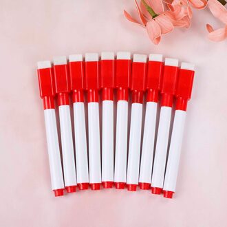 10Pcs 8 Kleur Uitstekende Magnetische Whiteboard Pen Droog Vegen White Board Markers Magneet Pennen Ingebouwde Gum Kantoor School levert rood