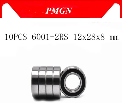 10PCS ABEC-5 6001-2RS 6001 2RS 6001RS 6001 RS 180101 RS 12x28x8 mm Rubber seal High quality Deep Groove Ball Bearing 6001-2RSH
