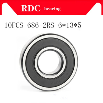 10PCS ABEC-5 686 2RS 686RS 686-2RS 686 RS L1360 6x13x5 mm 6*13*5mm double Rubber seal High quality Deep Groove Ball Bearing